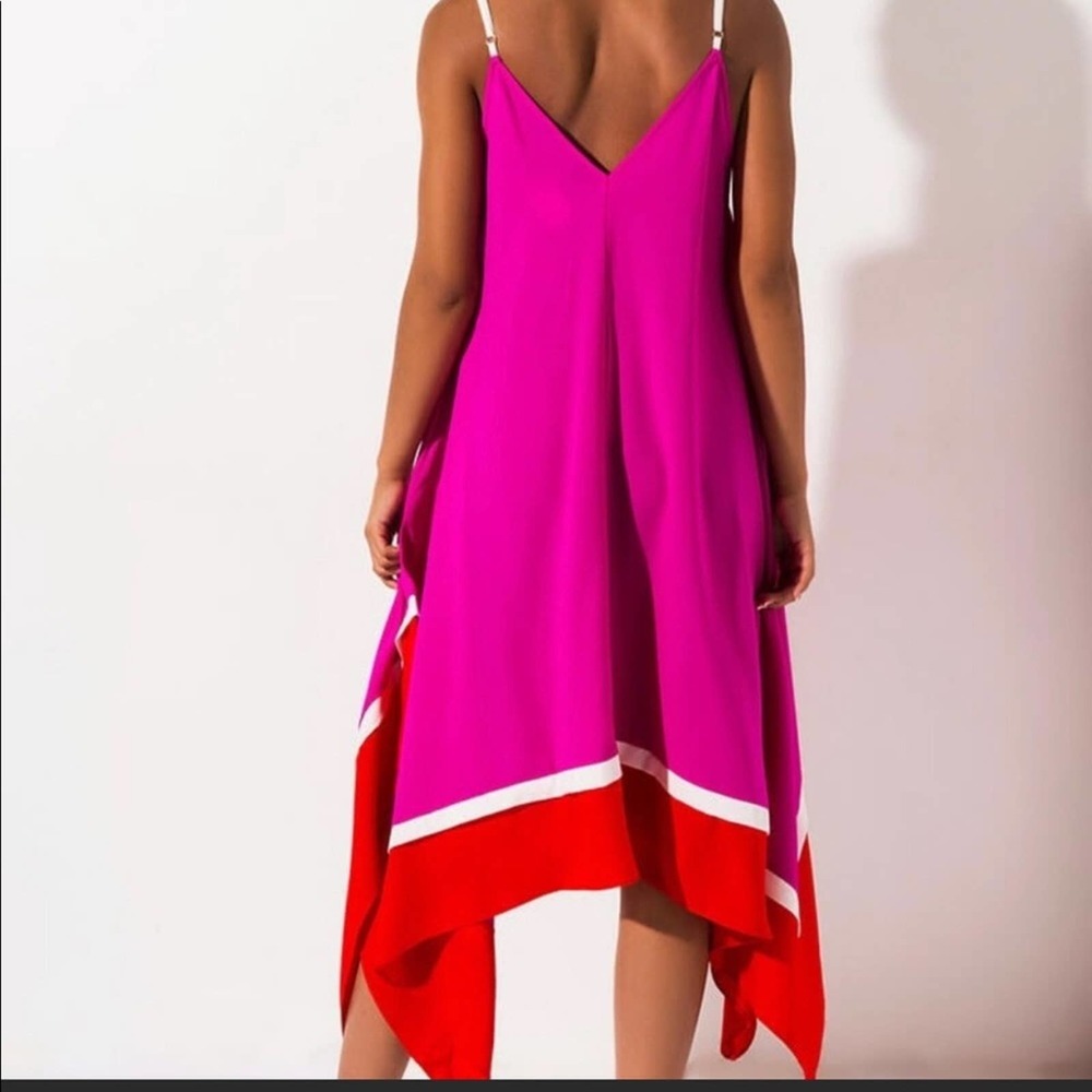 Labella Vida Women’s Asymmetrical Neon   summer sun dress size Medium EUC - Picture 3 of 9